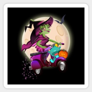 Witch on a scooter Sticker